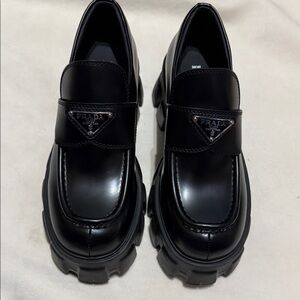 Prada Brushed leather Monolith loafers